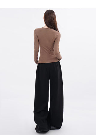 Double-layer fake two-piece slim T-shirt