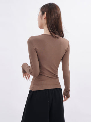 Double-layer fake two-piece slim T-shirt