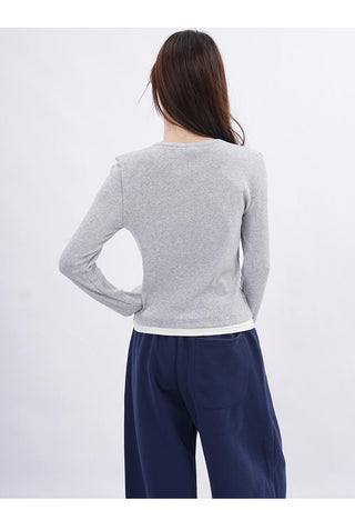 Fake two-piece bottoming long-sleeved T-shirt