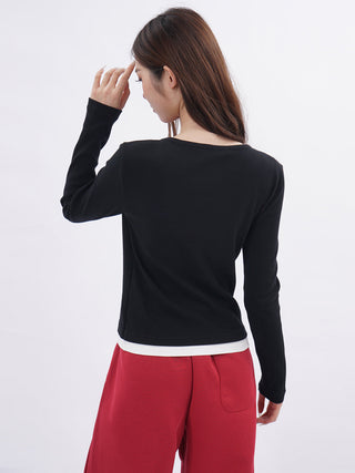 Fake two-piece bottoming long-sleeved T-shirt