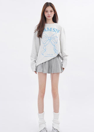 Lace patchwork drawstring Skirt and Sweater