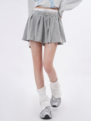 Lace patchwork drawstring Skirt and Sweater