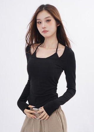 Fake two-piece bottoming shirt