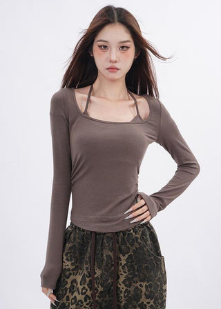 Fake two-piece bottoming shirt