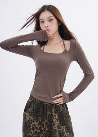 Fake two-piece bottoming shirt