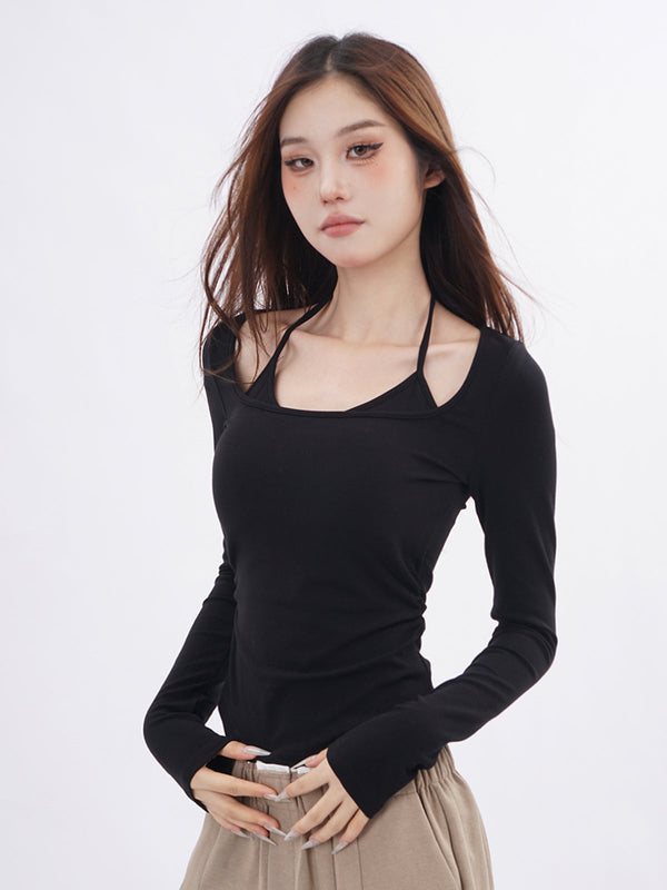 Fake two-piece bottoming shirt