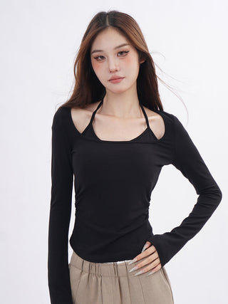 Fake two-piece bottoming shirt