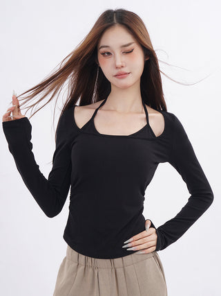 Fake two-piece bottoming shirt