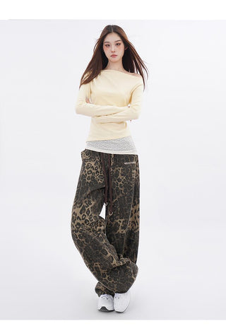 Lace splicing one-shoulder long-sleeved T-shirt