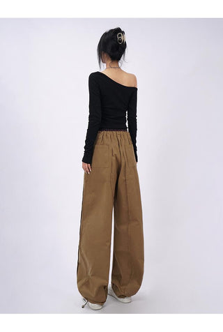 Off-shoulder crop long-sleeved slim top