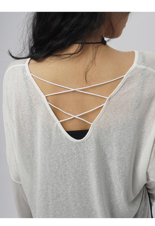 Oversize backless long-sleeved T-shirt