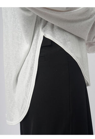 Oversize backless long-sleeved T-shirt