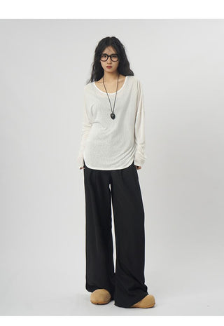 Oversize backless long-sleeved T-shirt