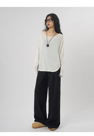 Oversize backless long-sleeved T-shirt