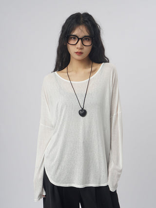 Oversize backless long-sleeved T-shirt