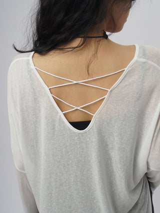 Oversize backless long-sleeved T-shirt