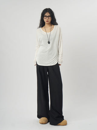 Oversize backless long-sleeved T-shirt