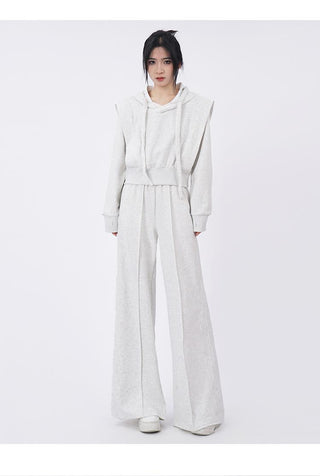 Hooded sweatshirt and sporty  wide-leg sweatpants