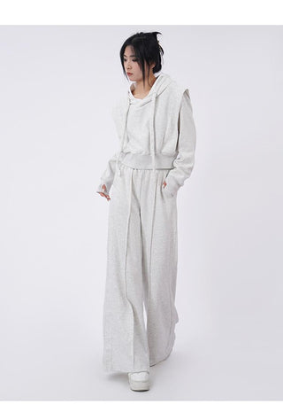 Hooded sweatshirt and sporty  wide-leg sweatpants