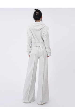 Hooded sweatshirt and sporty  wide-leg sweatpants