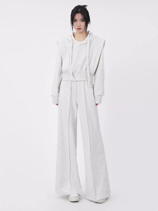 Hooded sweatshirt and sporty  wide-leg sweatpants