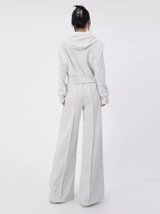 Hooded sweatshirt and sporty  wide-leg sweatpants
