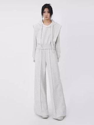 Hooded sweatshirt and sporty  wide-leg sweatpants