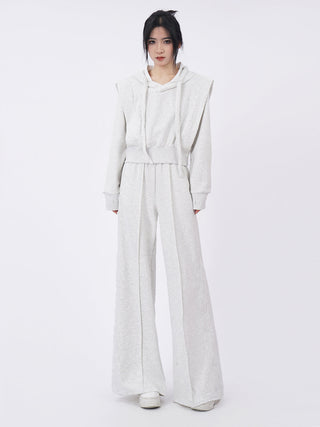 Hooded sweatshirt and sporty  wide-leg sweatpants