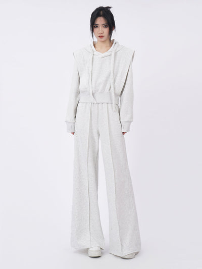 Hooded sweatshirt and sporty  wide-leg sweatpants