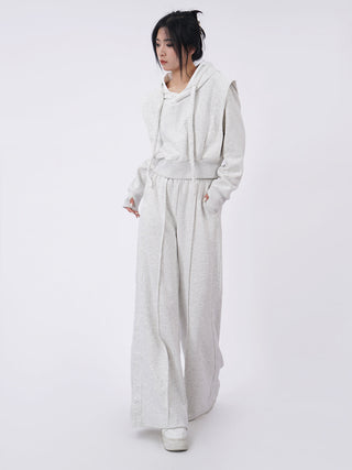 Hooded sweatshirt and sporty  wide-leg sweatpants