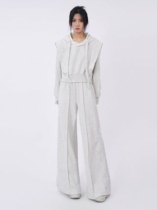 Hooded sweatshirt and sporty  wide-leg sweatpants