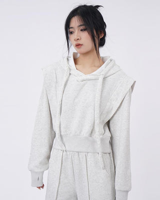 Hooded sweatshirt and sporty  wide-leg sweatpants