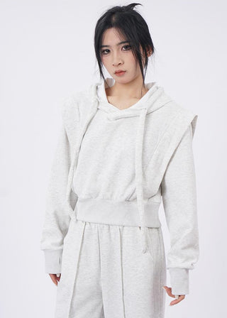 Hooded sweatshirt and sporty  wide-leg sweatpants