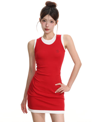 Two-piece style slim sleeveless dress