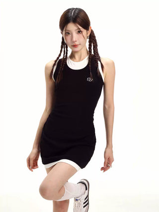 Two-piece style slim sleeveless dress