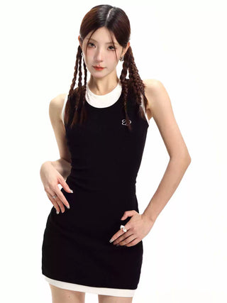 Two-piece style slim sleeveless dress