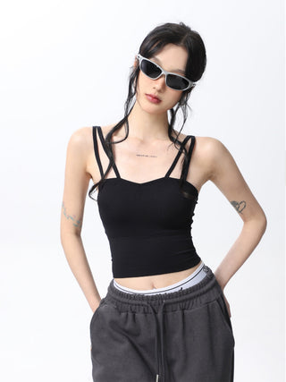 Double shoulder strap slim camisole tube top