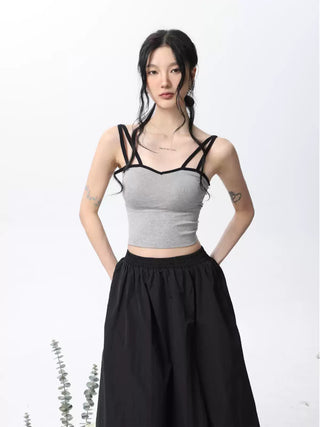 Double shoulder strap slim camisole tube top