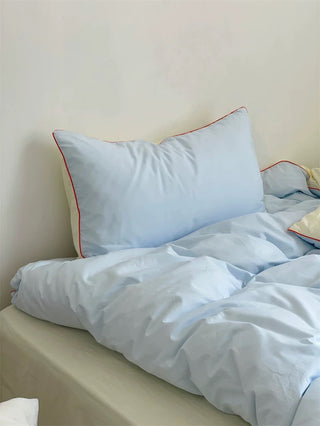 Blue and Cream Color Block Bedding Set