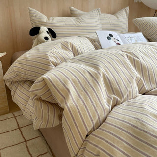 Parisian Style Beige Striped Duvet Cover Set