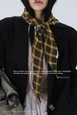 plaid long scarf