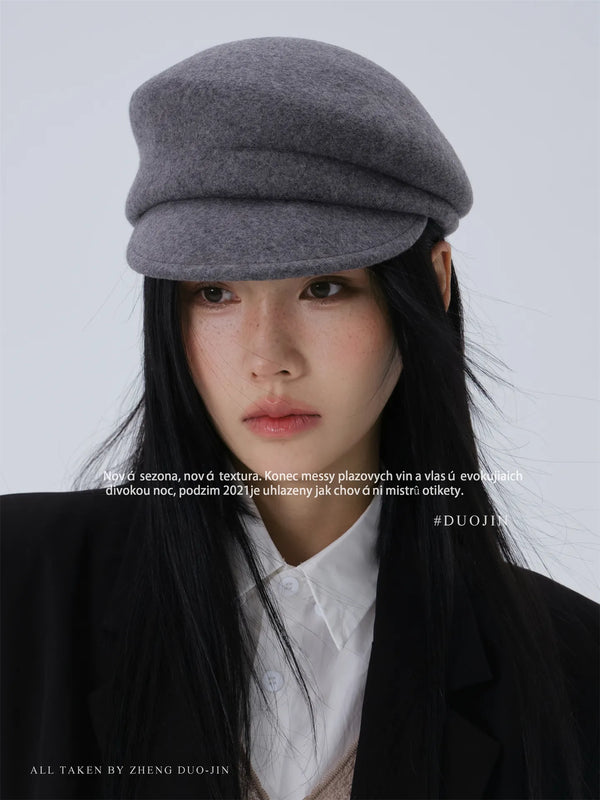 gray newsboy beret