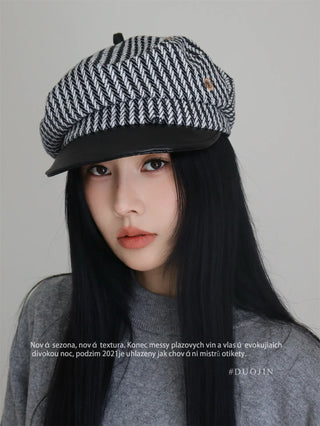 striped newsboy cap