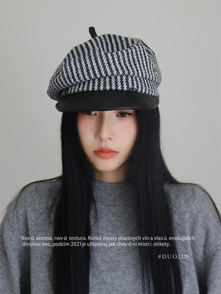 striped newsboy cap