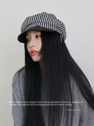 striped newsboy cap