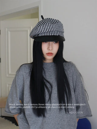 striped newsboy cap