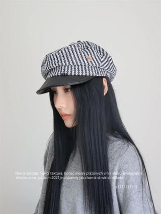 striped newsboy cap