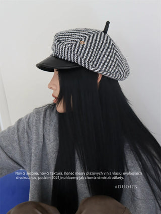 striped newsboy cap