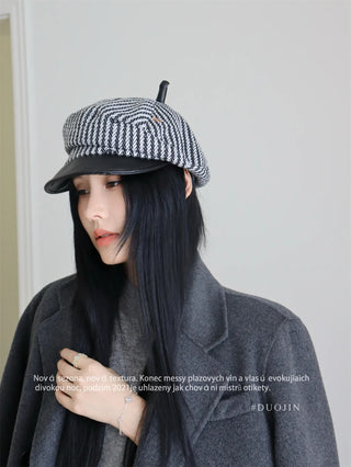 striped newsboy cap