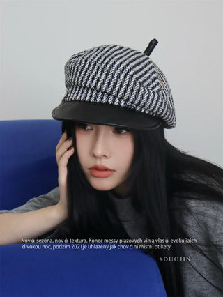 striped newsboy cap